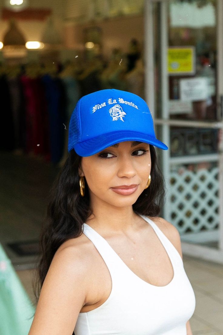 Top off your style with our ROYAL BLUE TRUCKER HAT! Made of luxe nylon, this edgy cap features an embroidered logo, adjustable snapback, and our very own VLB label. Whether you're hitting the gym, the town, or just hangin' out, this statement piece has you covered! Let 'em know who you are and what you stand for. Blue Trucker Hat, Know Who You Are, Baggy Fits, The Gym, Oversized Fits, Trucker Hat, Royal Blue, Relaxed Fit, Sleeve Length