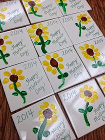 sunflowers are painted on white cards with green and yellow lettering that read happy mother's day