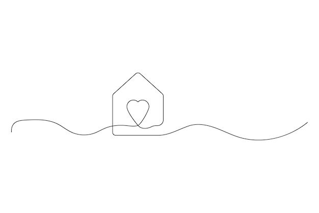 a house in the water with a heart drawn on it