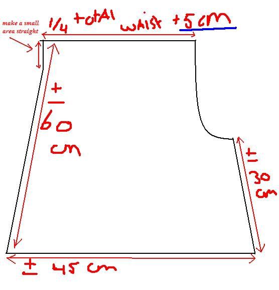 the pattern is shown with measurements to make it easier for someone to measure their size