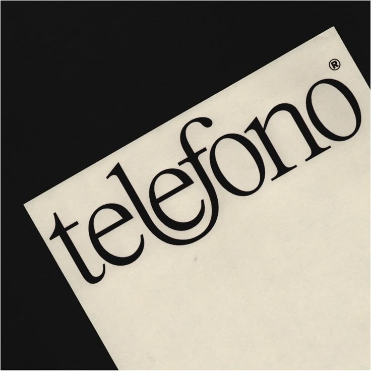 the logo for telefono is displayed on a piece of white paper with black lettering