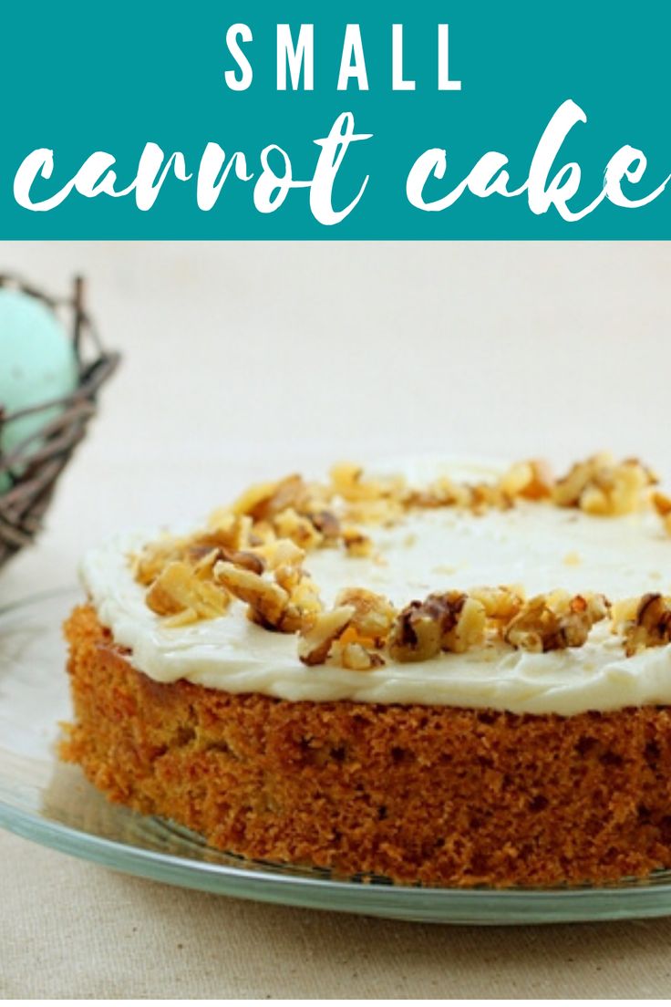 a small carrot cake on a glass plate