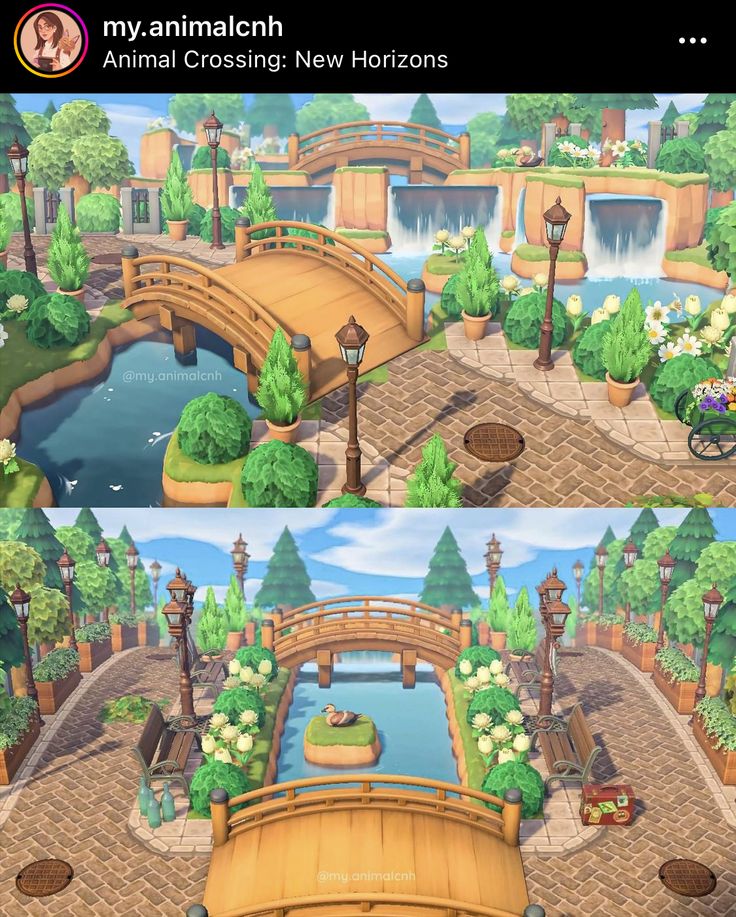 Animal Crossing Canal Ideas, Animal Crossing Exterior Ideas, Acnh Canal Ideas, Acnh Towncore, Acnh Farm, Cottagecore Animal Crossing, Urban Island, Water Island, Animal Crossing 3ds