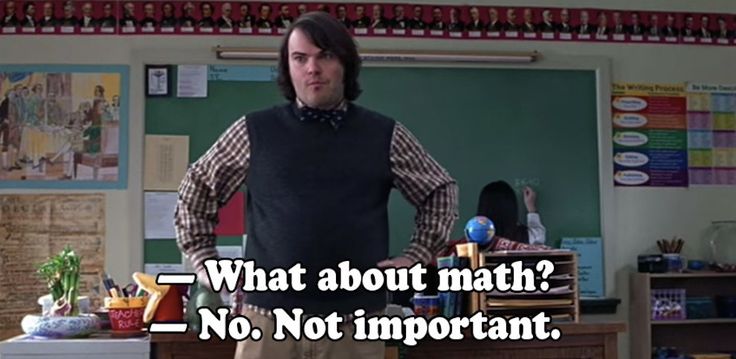 a man standing in front of a desk with his hands on his hips and the words what about math? no, not important