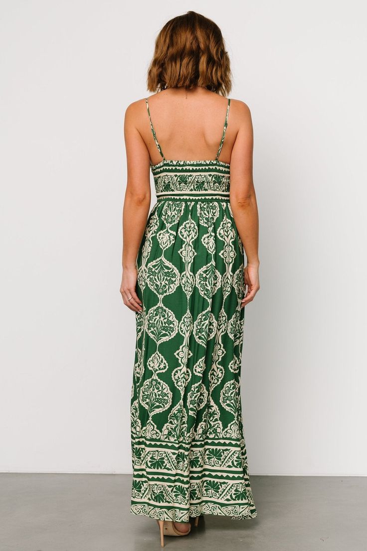 Davinah V Neck Maxi Dress | Green Print Flowy Maxi Skirt, V Neck Maxi Dress, Flowy Maxi Skirts, Baltic Born, Bride Flowers, Girls Tie, Surplice Neckline, Maxi Dress Green, Green Print