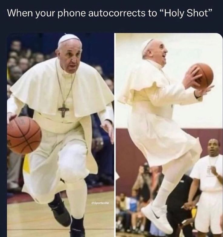 the pope is playing basketball with his friends