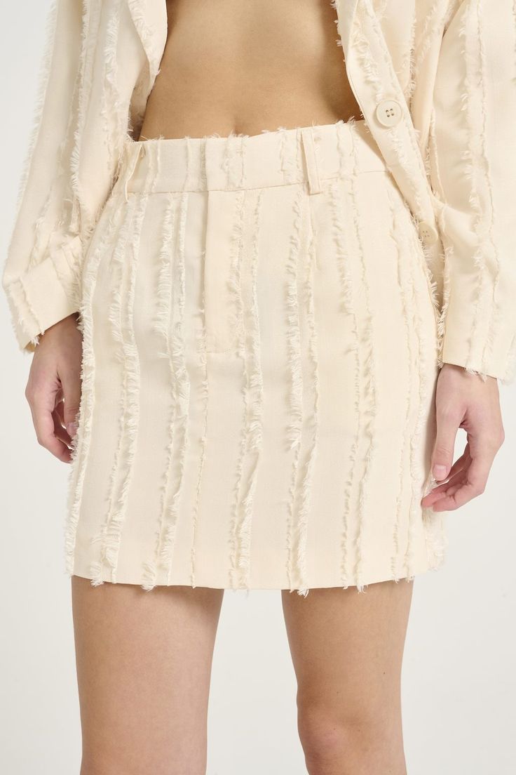 This new Gestuz Ray Skirt is the perfect cream color for the warmer weather. Style on its own or pair with its matching blazer, sold separately. Chic Cream Mini Skirt For Spring, Chic Beige Mini Skirt For Spring, Elegant Cream Mini Skirt For Spring, Beige Mini Skirt For Spring Workwear, Beige Skort For Workwear In Spring, Beige Skort For Spring Workwear, Chic Beige Long Sleeve Skirt Suit, Beige Long Sleeve Chic Skirt Suit, Chic Long Sleeve Beige Skirt Suit