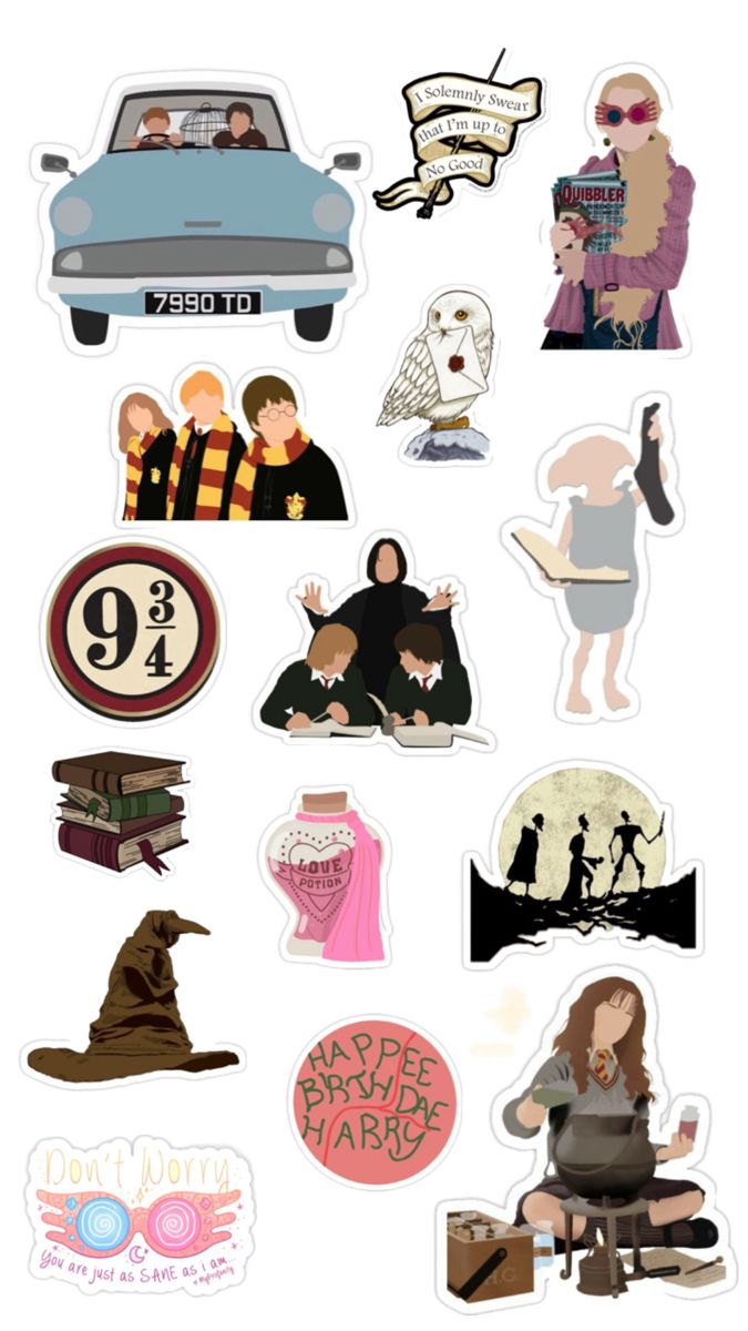 harry potter stickers are shown on a white background