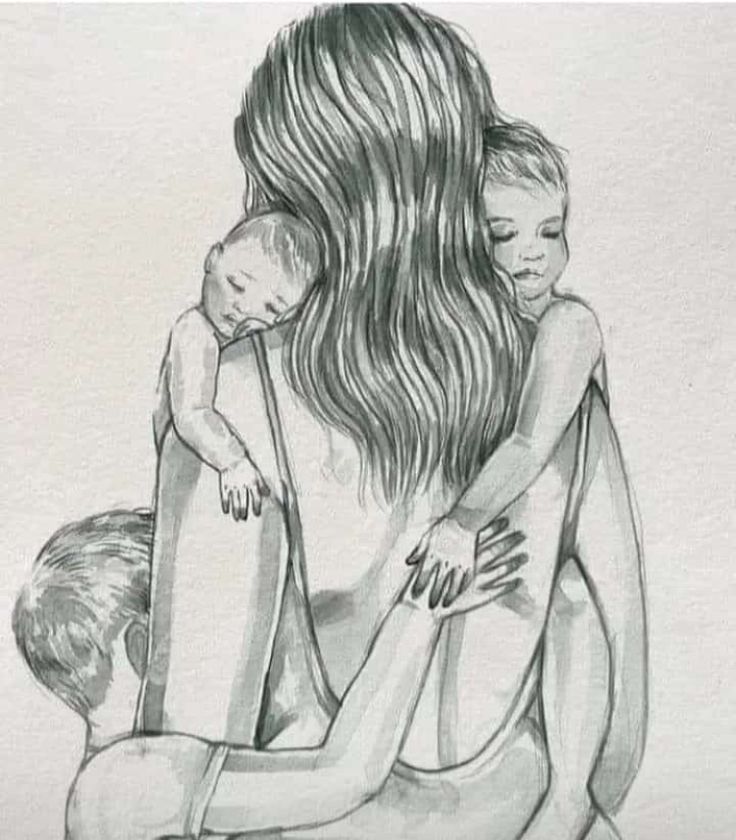 a drawing of a woman holding a baby