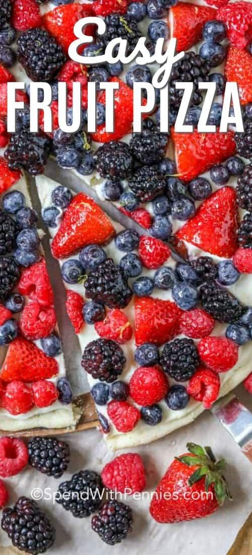 an easy fruit pizza with fresh berries on top