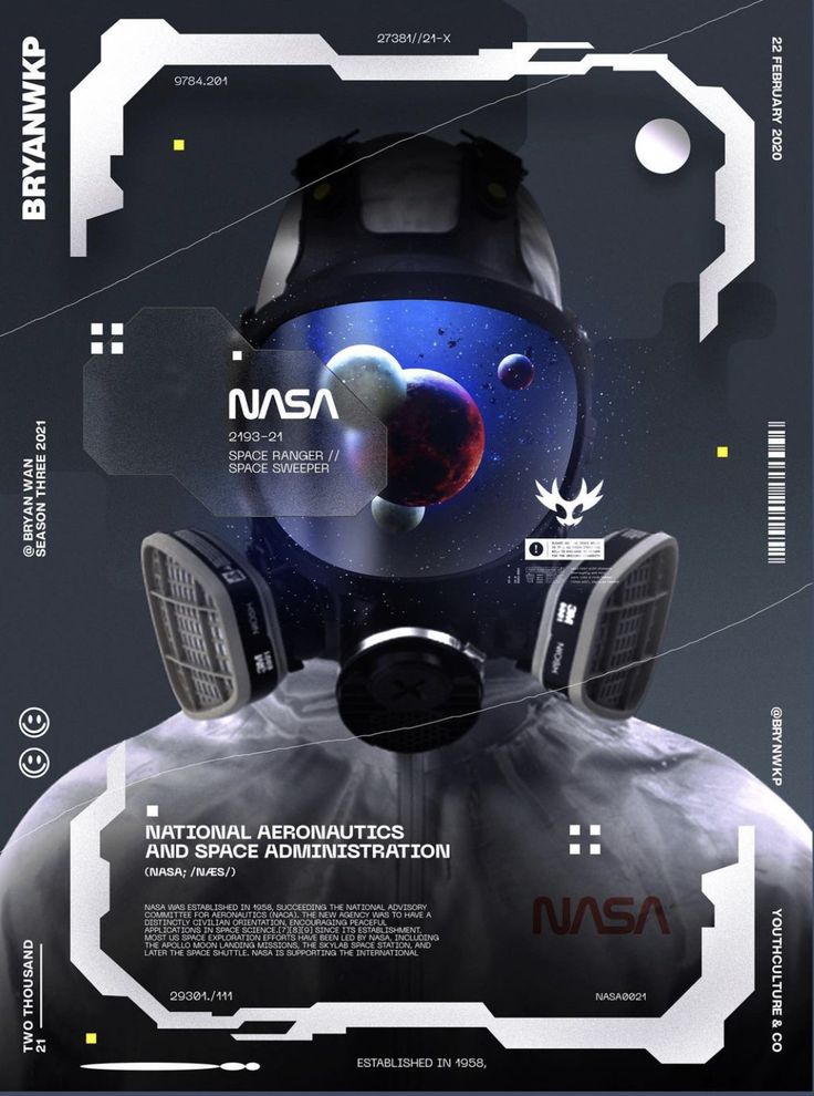 an advertisement for the international space station, with astronaut's face and helmet on