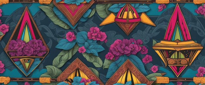 a colorful wallpaper with flowers and plants on it