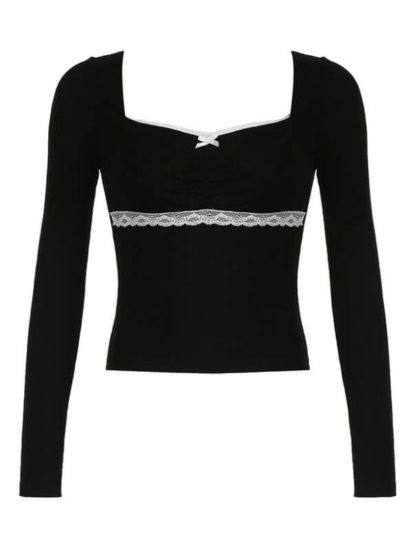 Clarissa lace trim elegant top – Cutiekill Fitted Black Top With Contrast Lace, Stretch Black Top With Lace Collar, Black Stretch Top With Lace Collar, Fitted Black Lace Top With Contrast Lace, Elegant Fitted Top With Contrast Lace, Elegant Black Tops With Contrast Lace, Chic Fitted Lace Top With Contrast Lace, Chic Fitted Top With Lace Collar, Chic Tops With Contrast Lace