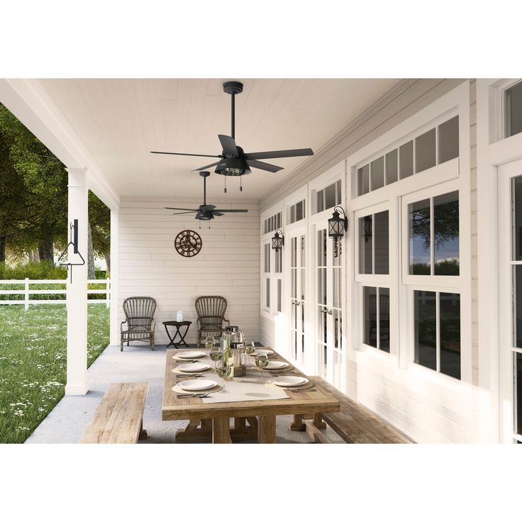 The Vista Verde’s unique outdoor ceiling fan design adds fashion and function. The warm glow from the included Edison LED bulbs in the caged light fixture is a stunning design element for your space. Built with our SureSpeed® Guarantee and 3-speed, WhisperWind™ motor, the Vista Verde provides the quiet, cooling comfort your patios and porches need. Hunter Vista Verde 52-in Matte Black with Flat Matte Black Blades LED Indoor/Outdoor Ceiling Fan with Light (5-Blade) | 51499 Porch Fan, Hunter Ceiling Fans, 52 Inch Ceiling Fan, Industrial Fan, Room Fan, Ceiling Fan Pull Chain, Ceiling Fan Pulls, Outdoor Fan, Hunter Fan