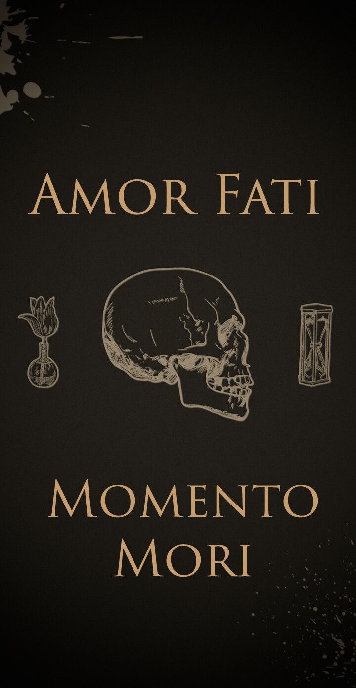 an image of a sign that says amor fati, momento mori