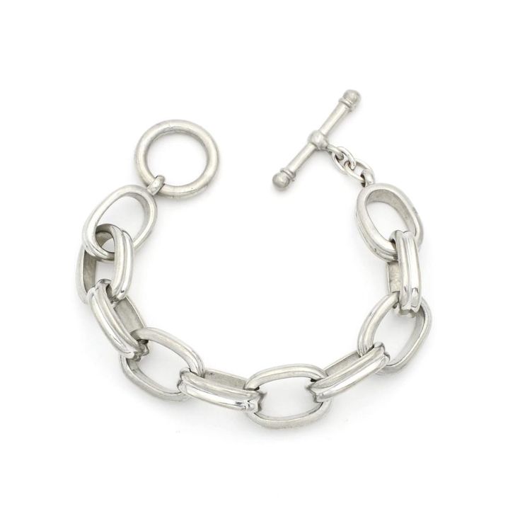 Silver Link Collection Measurements: 8.5"L  Metal: Silver-Toned Alloy Toggle Closure Made in the USA Made to order