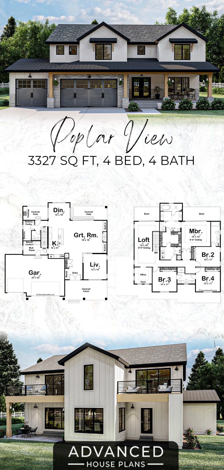 two story house plan with 3 car garages and an open floor plan for the second story