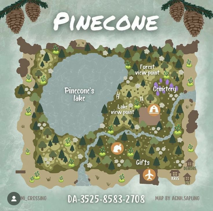 a map with pinecone on it and the words,'pinecone's lake '