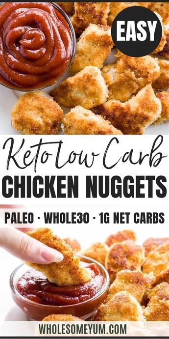 chicken nuggets with ketchup on the side and an easy recipe for low carb