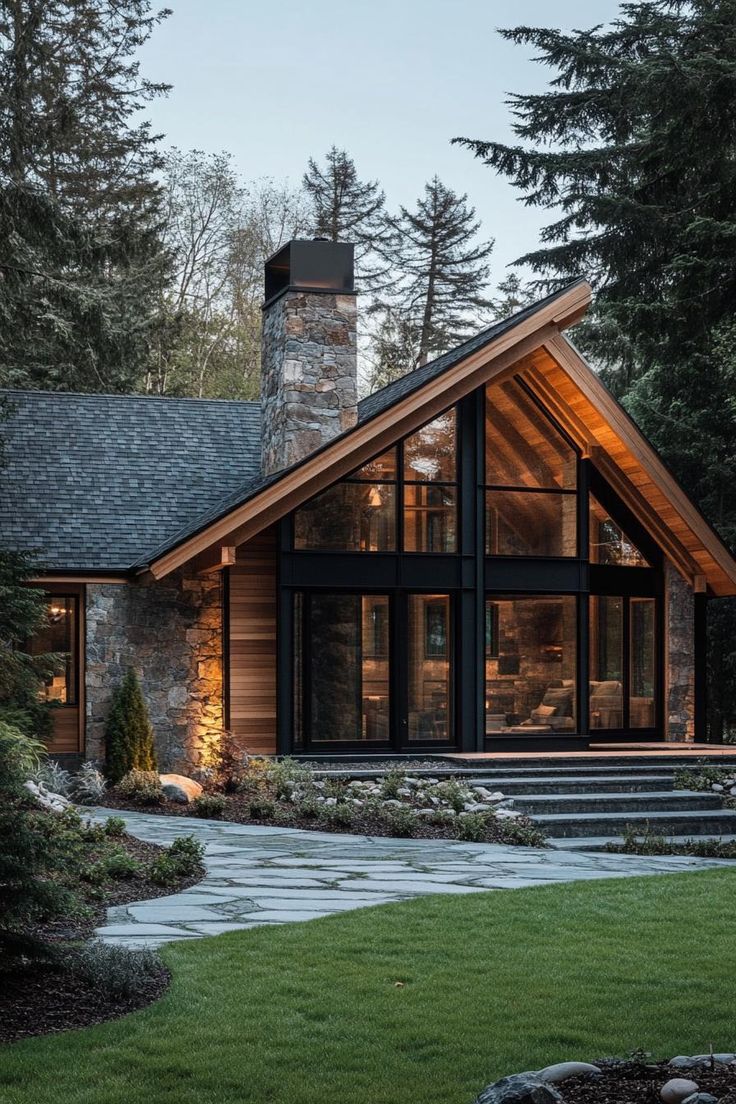 a house that is surrounded by trees and grass