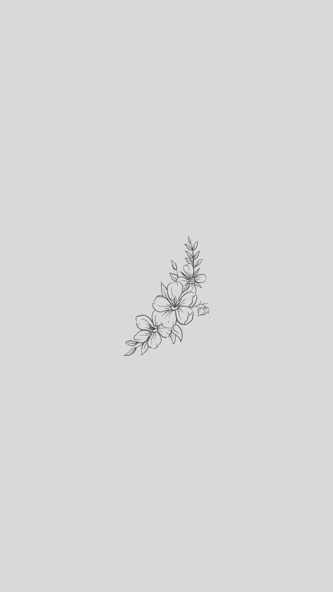 a black and white drawing of flowers on a gray background