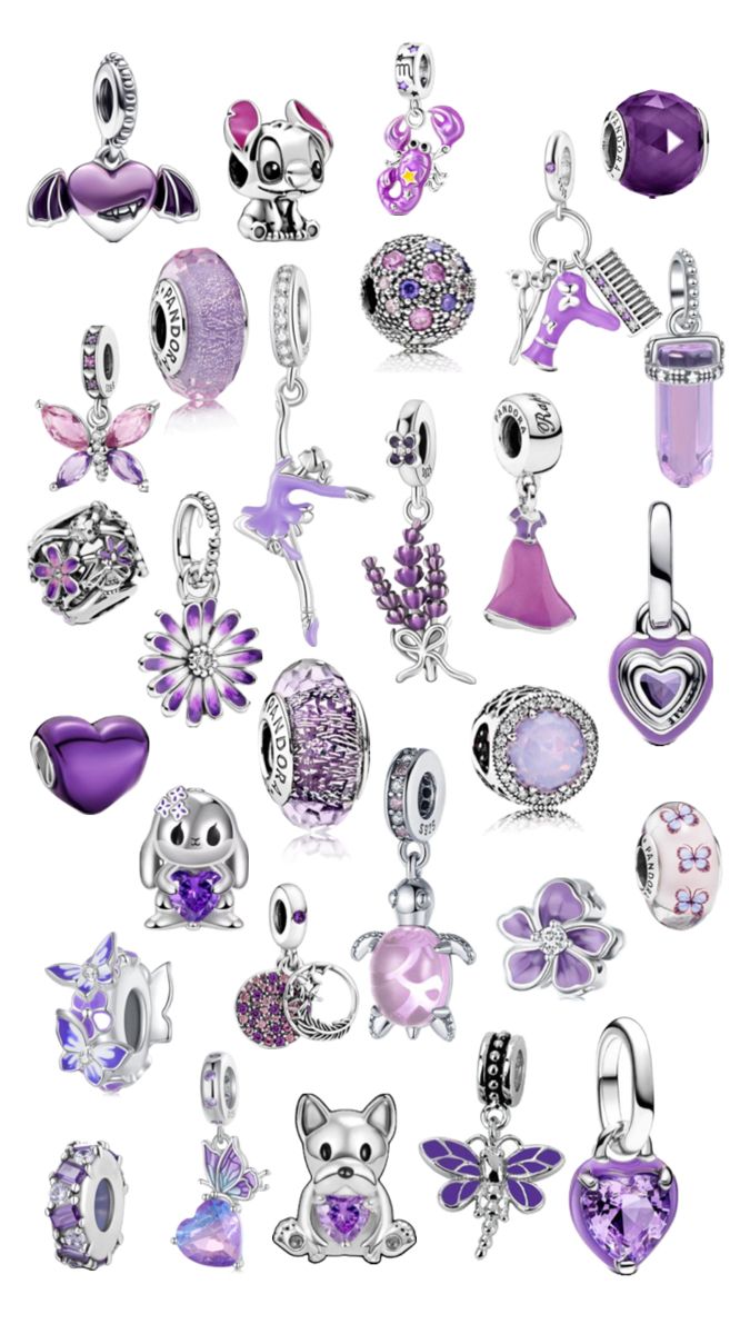 Inspo for purple charm people Purple Pandora, Pandora Summer, Pandora Purple, Pandora Bracelet Ideas, Girly Christmas Gifts, Pandora Bracelet Charms Ideas, Vogue Kids, Pandora Bracelet Designs, Pandora Bangle