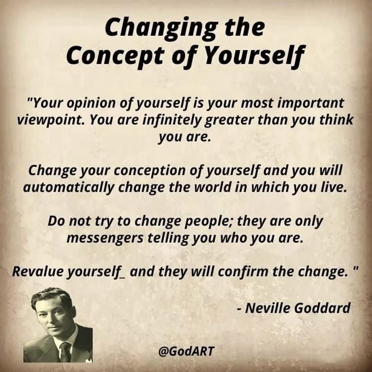 a poster with an image of a man in a suit and tie on it that says, changing the concept of yourself