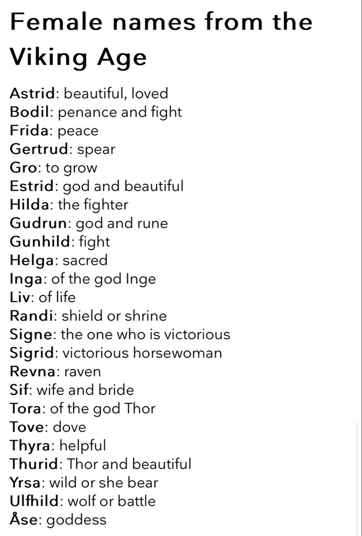 the names of female names from the viking age, as well as their meaning and meanings