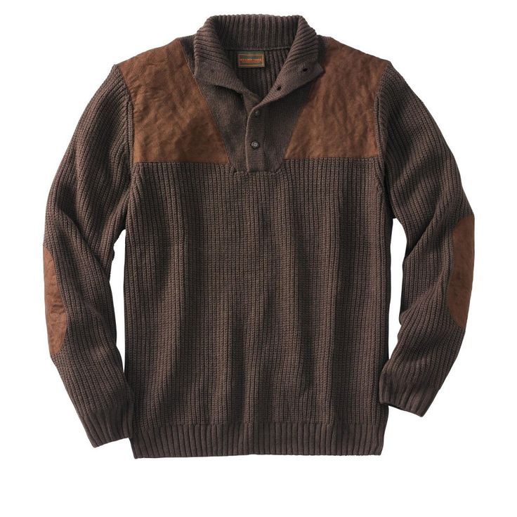 This Boulder Creek™ Patch Sweater with Mock Neck has the comfort of your favorite hoodie but looks pulled together enough for a casual day at the office or a night out. Size: tall - 7xl. Color: dark brown. Gender: male. Age Group: adult. Pattern: Solid. Material: Acrylic. Patch Sweater, Boulder Creek, Big Clothes, Big And Tall Outfits, Business Casual Men, Tall Guys, Mens Crew Neck, Mens Big And Tall, Big And Tall