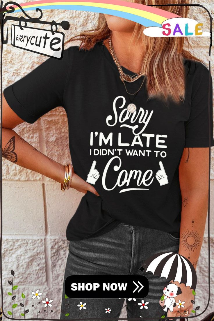 Black Contrast Letters Print T Shirt Casual Black Tops With Letter Print, Black Relaxed Fit Top With Letter Print, Casual Black Slogan Shirt, Alternative Style Washed Black T-shirt With Letter Print, Black Crew Neck Shirt With Text Print, Edgy Black T-shirt With Letter Print, Cotton T-shirt With Black Letter Print, Comfortable Black T-shirt With Letter Print, Black V-neck Top With Letter Print