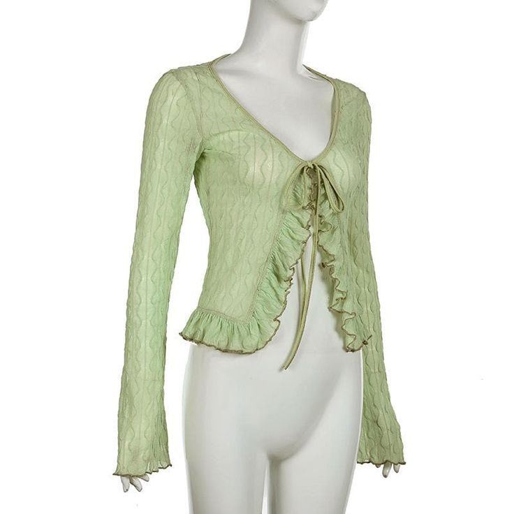 Please refer to our sizing chart for a guideline when choosing a size. 5 business days order processing time. 90% polyester 10% spandex Spring Fitted Blouse With Ruffle Hem, Fitted Ruffles Tops, Trendy Stretch Blouse With Ruffles, Green Ruffle Hem Top For Spring, Fitted Casual Tops With Ruffle Hem, Trendy Stretch Tops With Ruffle Hem, Fitted Tops With Ruffle Hem For Fall, Chic Non-stretch Ruffled Tops, Spring Solid Color Tops With Ruffle Hem