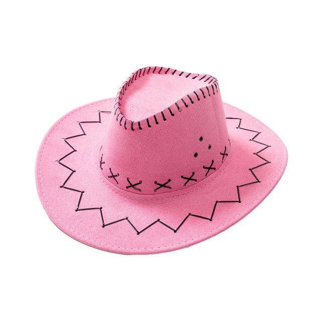 Mom & Daughter Retro Stitched Pattern Cowboy Hat with Adjustable Chin Tie-Hats-Innovato Design-Pink-Adult-Innovato Design Hot Pink Cowboy Hat, Women Fedora, Pink Cowboy Hat, Dragon Star, Wood Inlay Rings, Pink Cowboy, Punk Accessories, Nike Hat, Western Cowboy Hats