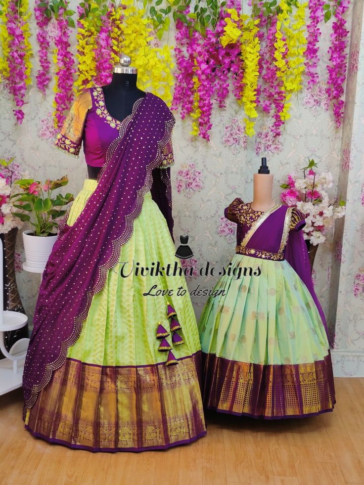 Customizedmom and daughter ethnic ensemble #momanddaughtermatchingoutfits #couplegoals #momanddaughtertwinning #birthdaydresses #momandsongoals #kidsdesigns #kidsdesigners #kidscouture #kidsfashion #kidsdesignsbyviviktha Mom And Daughter Half Saree, Mom Daughter Lehenga Combo, Mom And Daughter Dresses Indian Saree, Mom And Daughter Dresses Indian Birthday, Mother And Daughter Dresses Indian, Mom And Daughter Dresses Indian, Mom And Daughter Dresses, Mom Daughter Matching Dresses, Mom And Baby Dresses