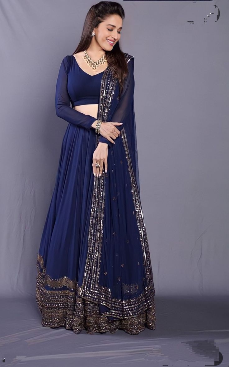 Follow and sport Lehenga Design, Indian Outfits Lehenga, Lehnga Dress, Traditional Indian Dress, Blue Lehenga, Indian Dresses Traditional, Traditional Indian Outfits, Indian Gowns Dresses, Indian Gowns