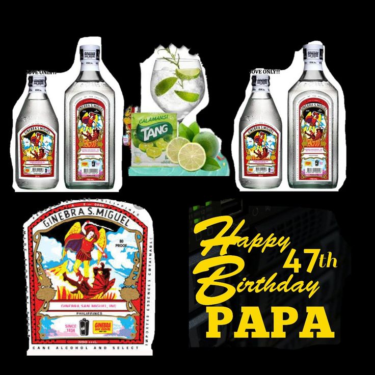 happy birthday to papa with three bottles of gin