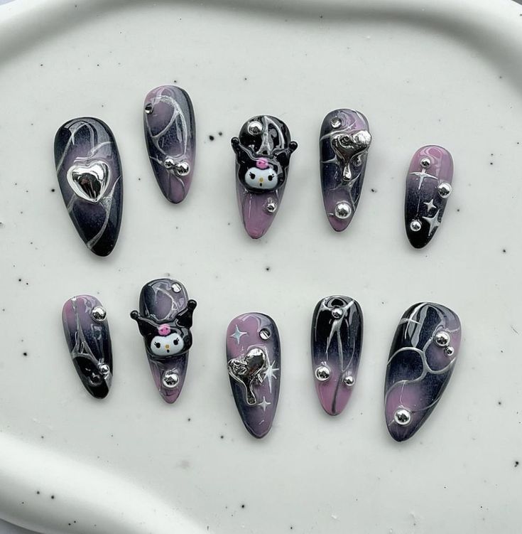 there are many nail designs on the tray