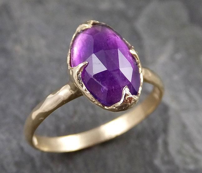 I created this setting in wax then cast it in recycled solid 14k Yellow gold at my home studio. This ring is a size 7 it can be sized. The stone is Amethyst. it measures about 10mm X 7mm I created a rustic texture in the gold. Throughout all time and history, in every tribe and culture all around the world crystals, minerals and gemstones have used for healing, luck, divination, adornment vibrational medicine and so much more. Amethyst connects you to your inner knowing and spirituality. Pink Gemstones Ring, Gold Solitaire Engagement Ring, Rustic Texture, Pink Tourmaline Ring, Gold Solitaire Ring, Sapphire Solitaire, Wedding Rings Solitaire, Gold Statement Ring, Gemstone Engagement