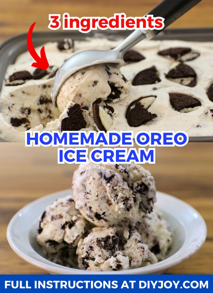 three ingredients for homemade oreo ice cream