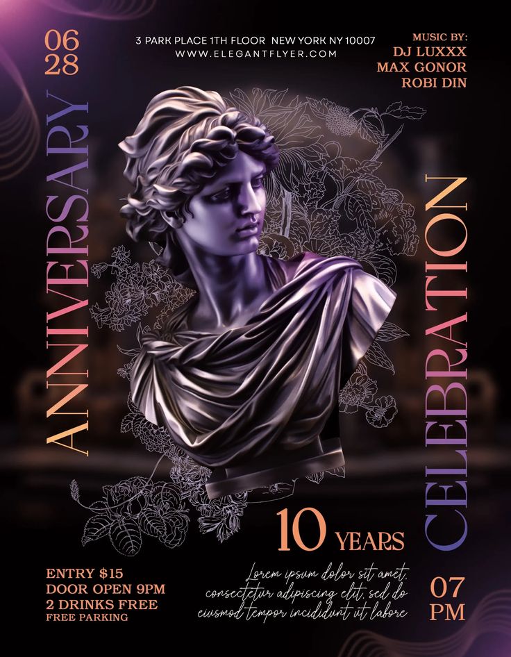 an event poster for the 10th anniversary celebration