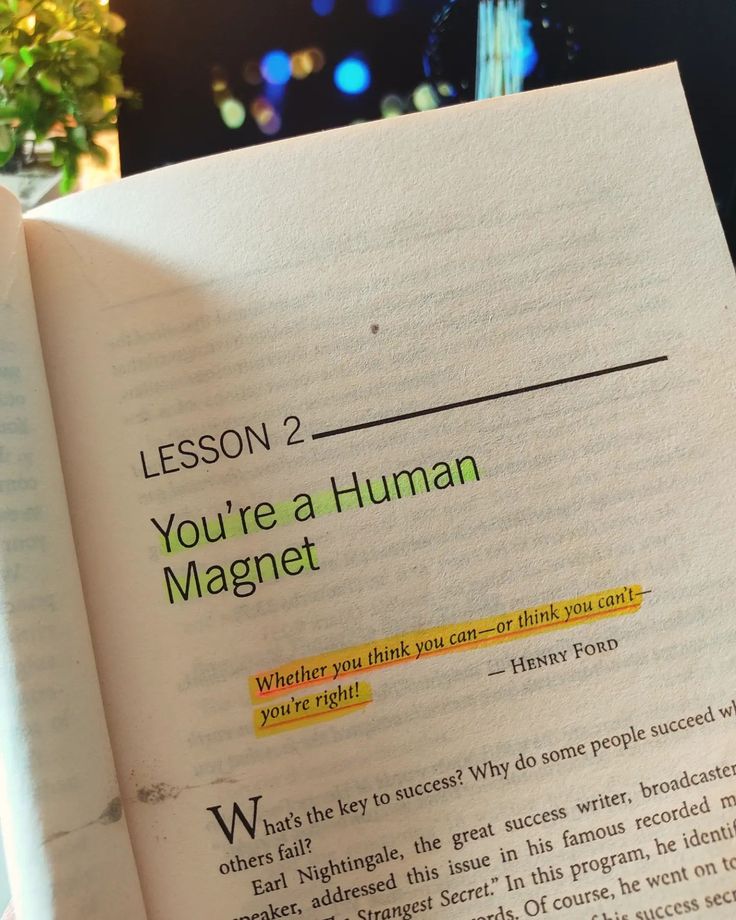 an open book with the title lesson 2 you're a human magnet on it