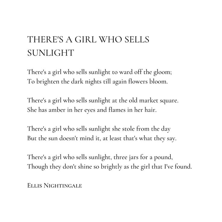 there's a girl who sells sunlight poem by elia ningtondale