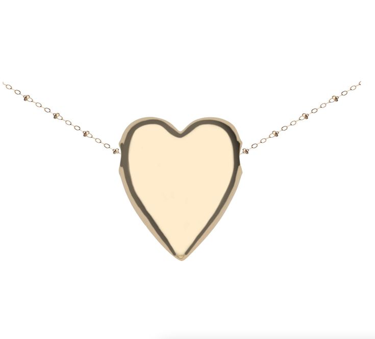 Double-sided with a hollow interior, the chain runs directly through this heart for a unique look in your neckmess. Comes on your choice of our classic satellite chain or on a pop of pink with our new omega wire. Pendant made of 14k gold-plated sterling silver Measuring 0.9" in height Weight: 9.5 grams All high polish on one side, quatrefoil detail on the other. 16-18" Adjustable Beaded Satellite Chain Sterling Silver Heart Necklace With Delicate Yellow Gold Chain, Rose Gold Heart Pendant With Cable Chain, Delicate Sterling Silver Heart Necklace In Yellow Gold, Yellow Gold Heart Necklace With Delicate Sterling Silver Chain, 14k Gold Cable Chain Jewelry For Valentine's Day, Heart-shaped Cable Chain Necklace For Anniversary, Heart Shaped Cable Chain Necklace For Anniversary, Valentine's Day Sterling Silver Cable Chain Jewelry, Rose Gold 14k Open Heart Necklace