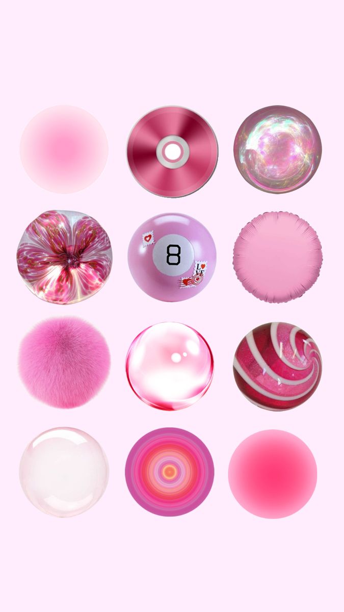 pink and white objects are arranged on a pink background