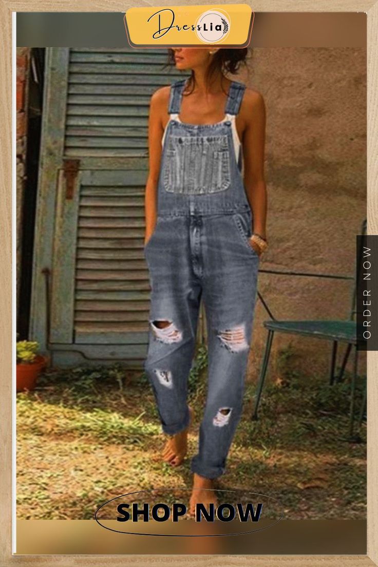 Bib Overalls Denim Jumpsuit Distressed Overalls For Fall, Casual Medium Wash Overalls For Fall, Casual Medium Wash Jumpsuits And Rompers With Pockets, Ripped Light Wash Denim Overall Jumpsuit, Casual Distressed Light Wash Denim Jumpsuit, Casual Ripped Light Wash Denim Jumpsuit, Casual Washed Denim Blue Overalls, Casual Light Wash Ripped Denim Jumpsuit, Casual Light Wash Distressed Denim Jumpsuit