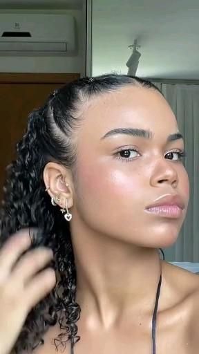 Cute Mixed Girl Hairstyles, Hairdos For Curly Hair Short, Cute Simple Hairstyles For Curly Hair, Ponytails Curly Hair, Curly Hairstyles Ponytail, Curly Hairstyles Mixed Girl, Simple Curly Hairstyles, Shoulder Length Curly Hairstyles, Ponytail Curly Hair