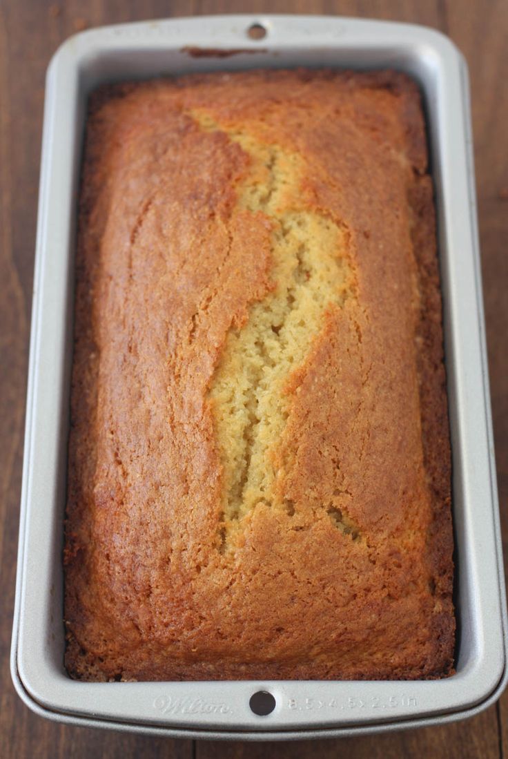 a loaf of banana bread in a pan