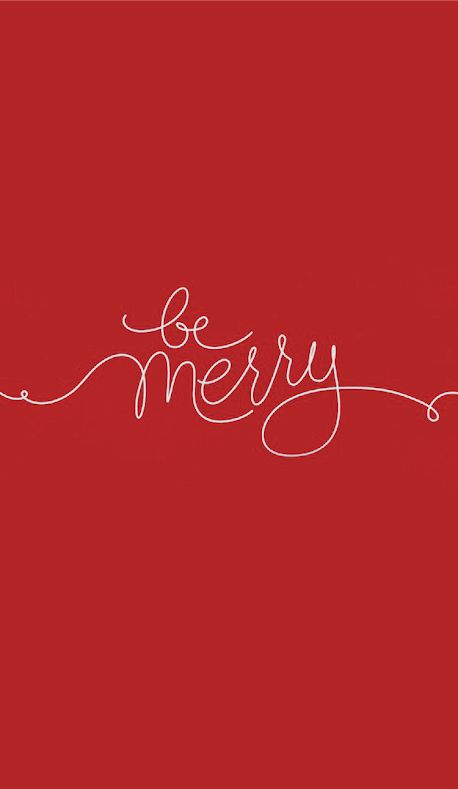 the word be merry written in white ink on a red background with a handwritten font