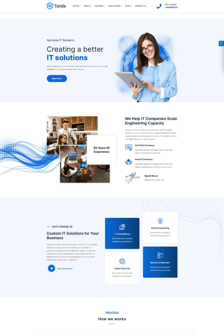 the landing page for an it solution company