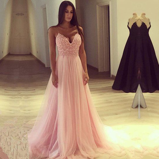 Special Occassion Winterball Dresses, Lace Prom Gown, Pink Spaghetti, Prom Dresses Long Pink, Prom Dress Long, Spaghetti Strap Prom Dress, Pink Prom Dress, Lace Prom Dress, Dresses Homecoming