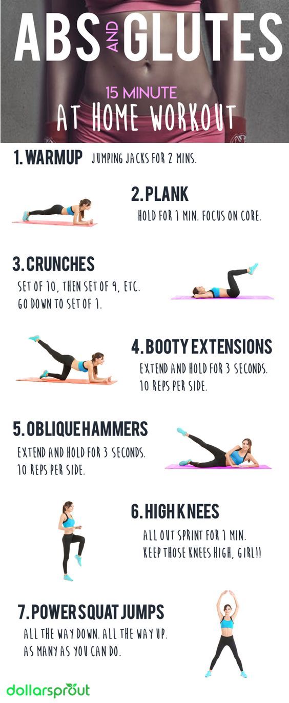 a poster showing how to do abs and glutes at home workouts for beginners